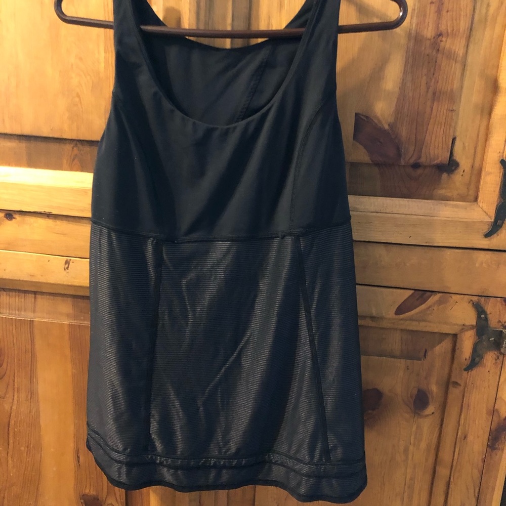 lululemon athletica Black Sleeveless Tank with Textured Lower Panel